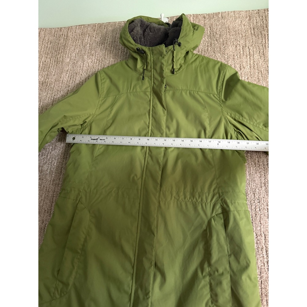 LL Bean Winter Warmer Coat Green Fleece Lined Hooded Parka M Reg 271139 - Picture 5 of 12